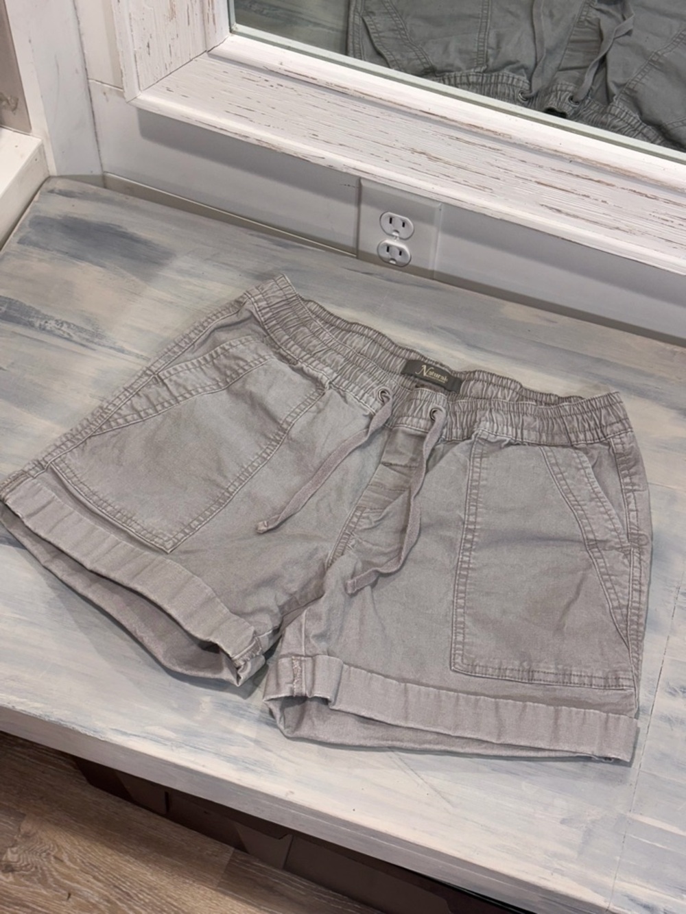 Natural Reflections Light Gray Drawstring Cotton Shorts